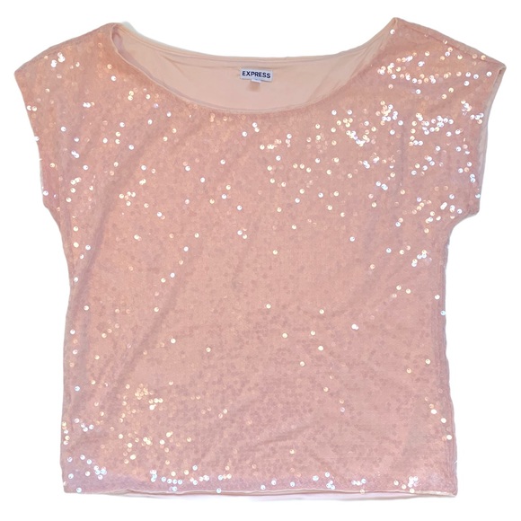 pale pink sequin top